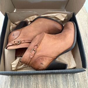Frye Tan Leather Ankle Booties